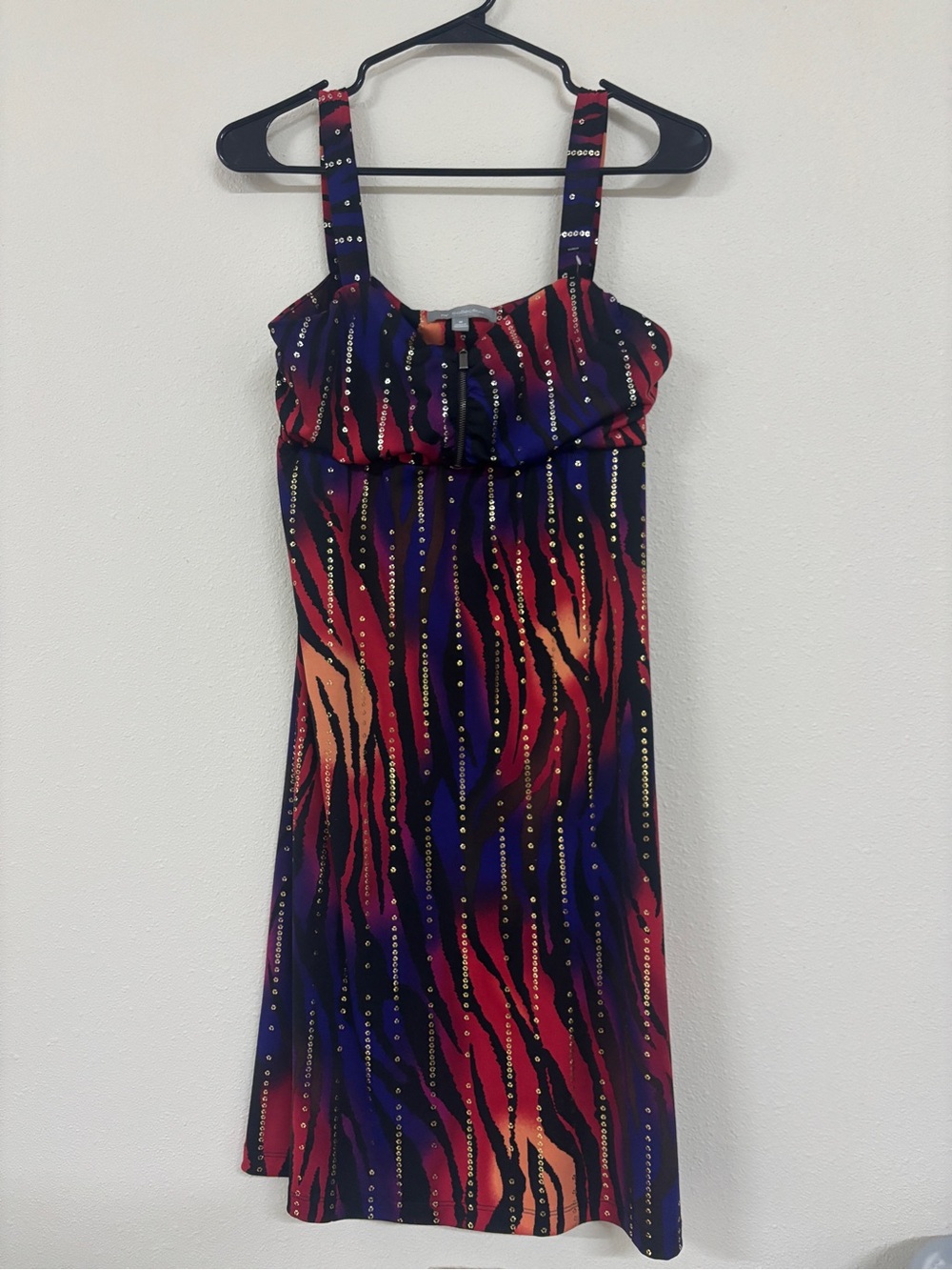 NY Collection Red, Purple and Orange Strappy Midi Dress